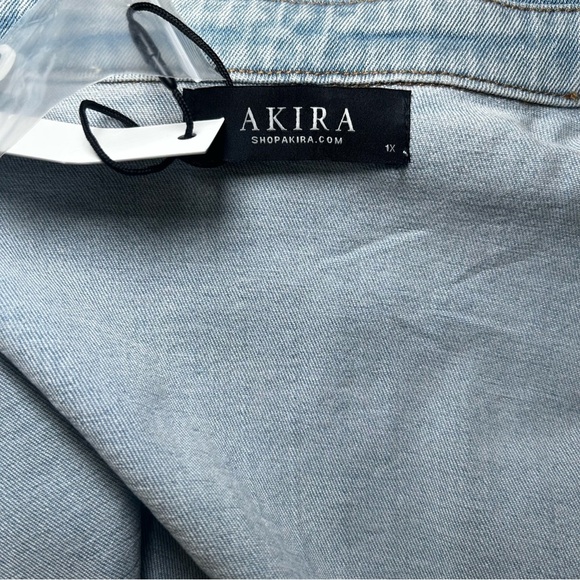 AKIRA Glam Stripe Rhinestone Button Down, Collared, NWT, Size 1X - Picture 7 of 8